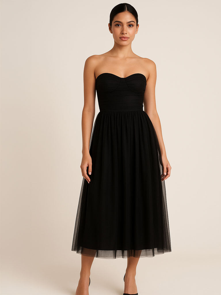 Strapless Midi Pettiskirt Dress